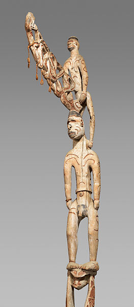 bisj (ancestor poles), Terepos, Wood, paint, fiber, sago palm leaves, Asmat people