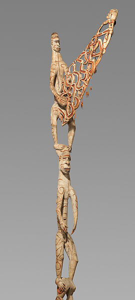 bisj (ancestor pole), Fanipdas, Wood, paint, fiber, sago palm leaves, Asmat people