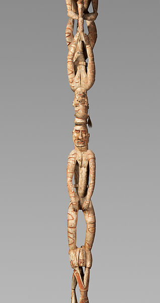 bisj (ancestor pole), Asmat artist(s), Wood, paint, fiber, sago palm leaves, Asmat people