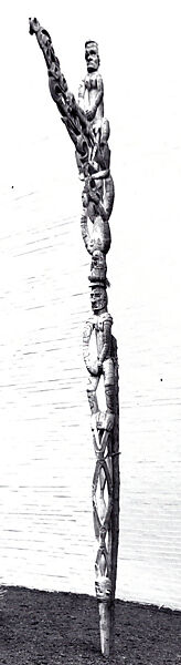 bisj (ancestor pole), Asmat artist(s), Wood, paint, fiber, sago palm leaves, Asmat people