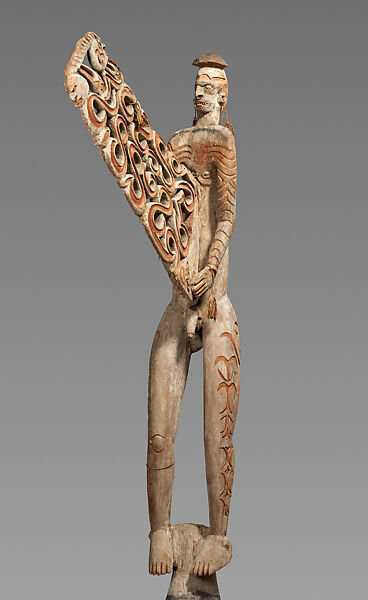 bisj (ancestor pole), Bifarq, Wood, paint, fiber, sago palm leaves, Asmat people