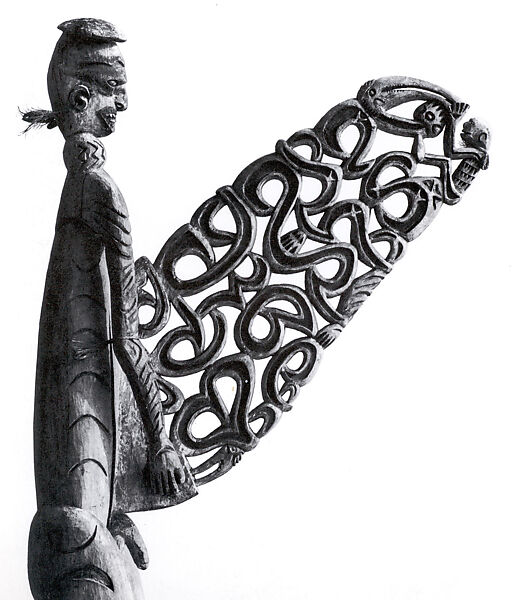 Bisj (ancestor pole), Jiem, Wood, paint, fiber, sago palm leaves, Asmat people