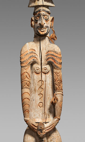 bisj (ancsetor pole), Jiem, Wood, paint, fiber, sago palm leaves, Asmat people