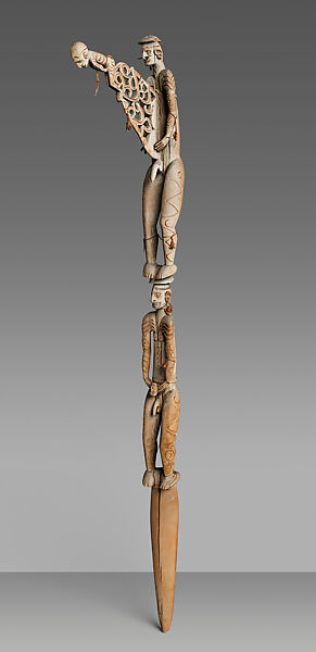 bisj (ancsetor pole), Jiem, Wood, paint, fiber, sago palm leaves, Asmat people