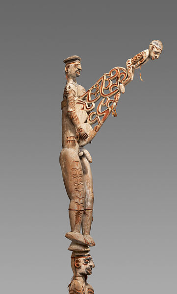 bisj (ancsetor pole), Jiem, Wood, paint, fiber, sago palm leaves, Asmat people