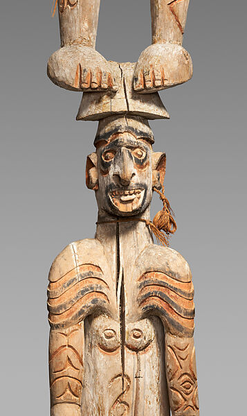 bisj (ancsetor pole), Jiem, Wood, paint, fiber, sago palm leaves, Asmat people