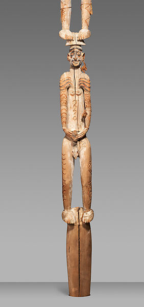 bisj (ancsetor pole), Jiem, Wood, paint, fiber, sago palm leaves, Asmat people