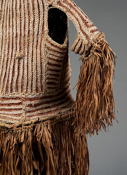 Body mask, Asmat artist(s), Mulberry fiber, rattan, sago palm leaves, wood, pigment, Asmat people