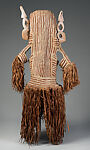 Body mask, Asmat artist, Mulberry fiber, rattan, sago palm leaves, wood, pigment, Asmat people