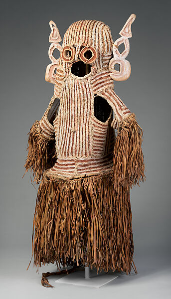 Body mask, Asmat artist(s), Mulberry fiber, rattan, sago palm leaves, wood, pigment, Asmat people