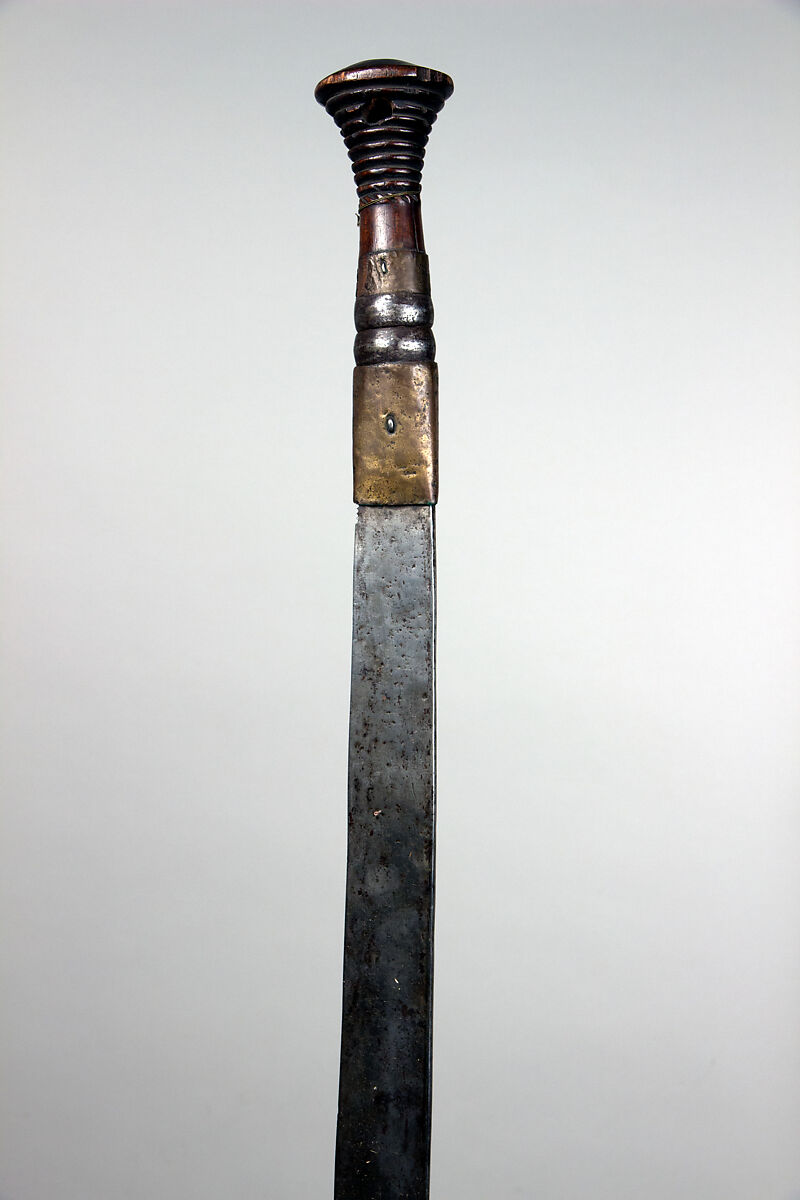 Sword (Dha), Wood, brass, Burmese 