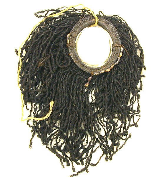 Ornament, Human hair, fiber, seeds, Asmat people 