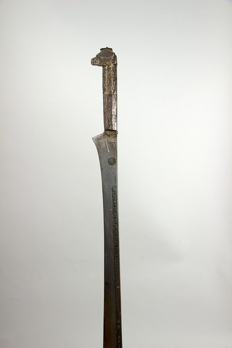 Sword (Flyssa) with Scabbard, Steel, brass, wood, iron, Algerian, Kabyle