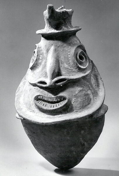 Resonator (Ngganggawok) for a Sacred Flute, Ceramic, paint, Kwoma people