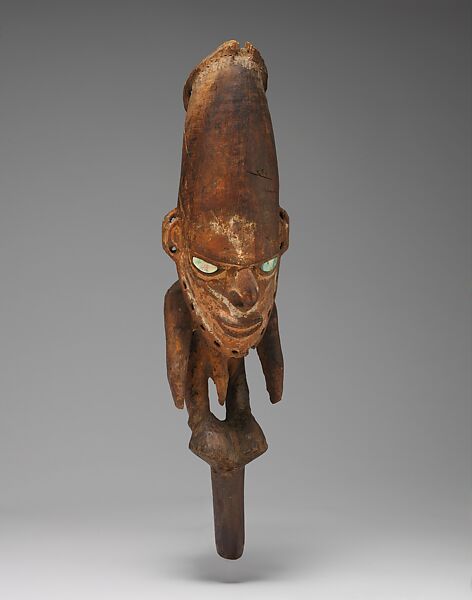 Flute Stopper, Wood, paint, shell, Biwat people