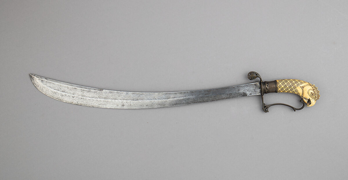 Saber, Brass, ivory, stones, Malayan 