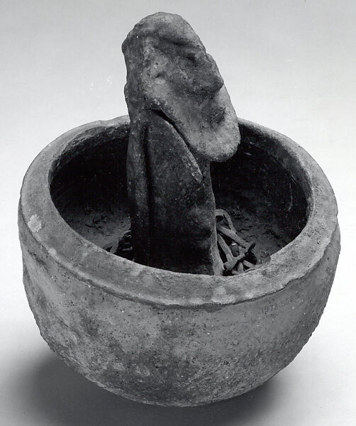 Vessel: Male Figure, Terracotta, metal, Dogon peoples 