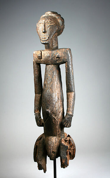 Figure: Male, Wood, metal studs, Kusu peoples 