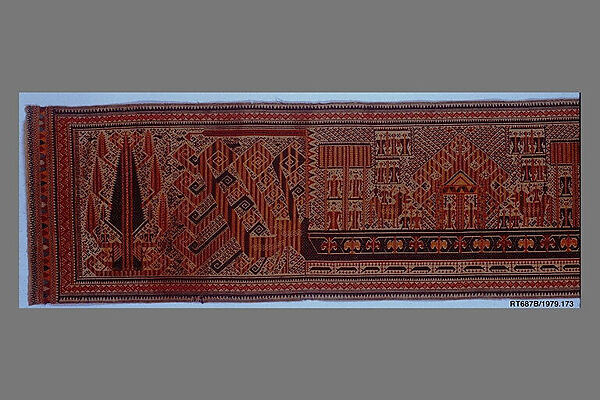 Ceremonial Banner (Palepai), Cotton, silk, metal wrapped thread, Lampung