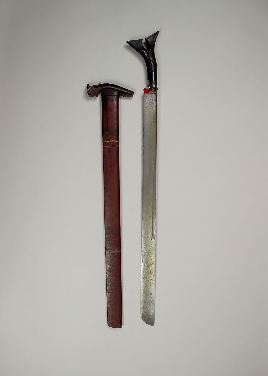 Sword with Scabbard, Wood, horn, rattan, metal, Acheen