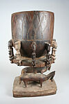 Ogo banya (initiation vessel) with equestrian figure, Dogon blacksmith, Wood, metal staples, Dogon peoples