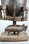 Ogo banya (initiation vessel) with equestrian figure, Dogon blacksmith, Wood, metal staples, Dogon peoples