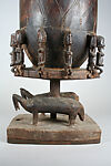 Ogo banya (initiation vessel) with equestrian figure, Dogon blacksmith, Wood, metal staples, Dogon peoples