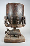 Ogo banya (initiation vessel) with equestrian figure, Dogon blacksmith, Wood, metal staples, Dogon peoples