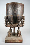 Ogo banya (initiation vessel) with equestrian figure, Dogon blacksmith, Wood, metal staples, Dogon peoples