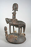 Ogo banya (initiation vessel) with equestrian figure, Dogon blacksmith, Wood, metal staples, Dogon peoples