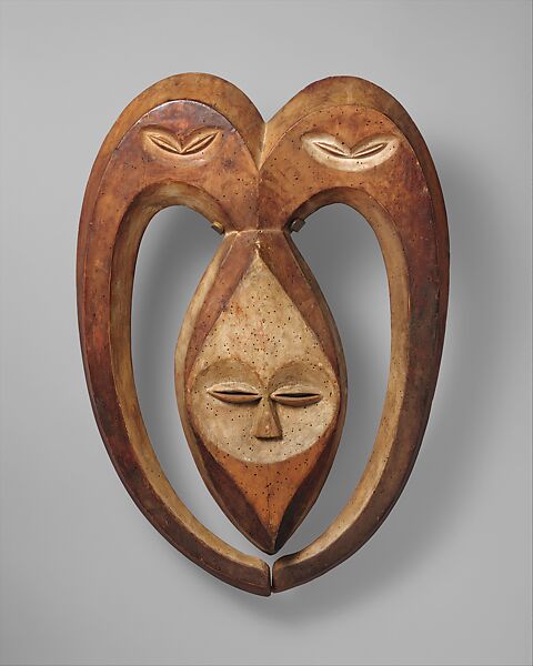 Beete Mask: Ram (Bata), Wood, pigment, kaolin, Kwele peoples 