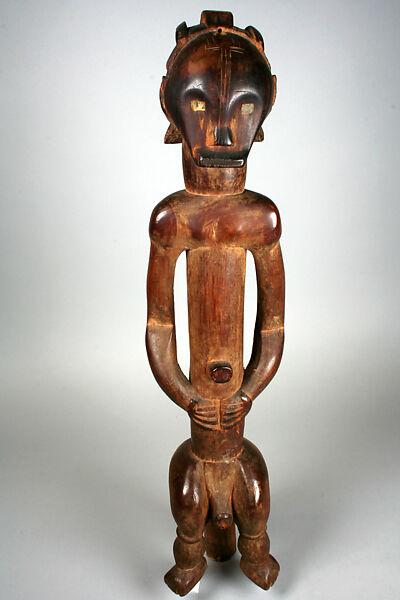 Reliquary Figure: Seated Male (Nlo Bieri), Wood, mirror, Fang peoples 