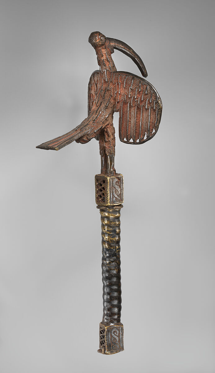 Idiophone with an áhianmwọ́rọ̀ (bird of prophecy), Ìgùn Ẹ́rọ̀nwwọ̀n (brass-casting guild) artists, Brass, Edo peoples