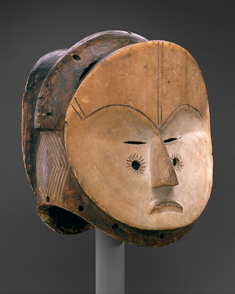 Janus-Faced Helmet Mask (Ngontang), Wood, pigment, kaolin, Fang peoples 