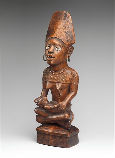 Commemorative Mother and Child Figure, Wood, glass, metal, pigment, Kongo, Yombe group