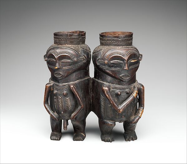 Vessel: Couple, Wood, copper, Leele or Wongo peoples 