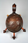 Rattle: Face, Wood, fiber twine, glass, Kongo peoples