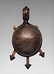 Rattle: Face, Wood, fiber twine, glass, Kongo peoples