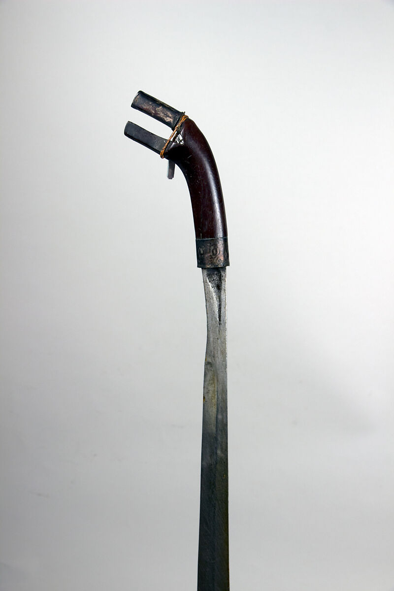 Sword (Klewang) with Scabbard, Wood, silver, cane, Indonesian, Sulawesi