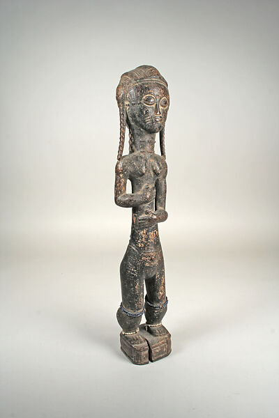 Female Figure, Wood, glass beads, pigment, Baule peoples 