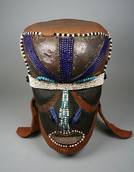 Helmet Mask (Bwoom), Wood, beads, cloth, leather, copper, cowrie shells, Kuba peoples 