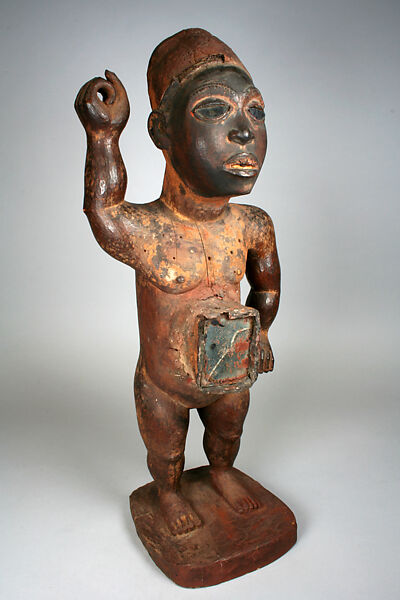 Power Figure: Male (Nkisi Nkondi), Wood, mirror, cloth, paint, pigment, Kongo peoples 