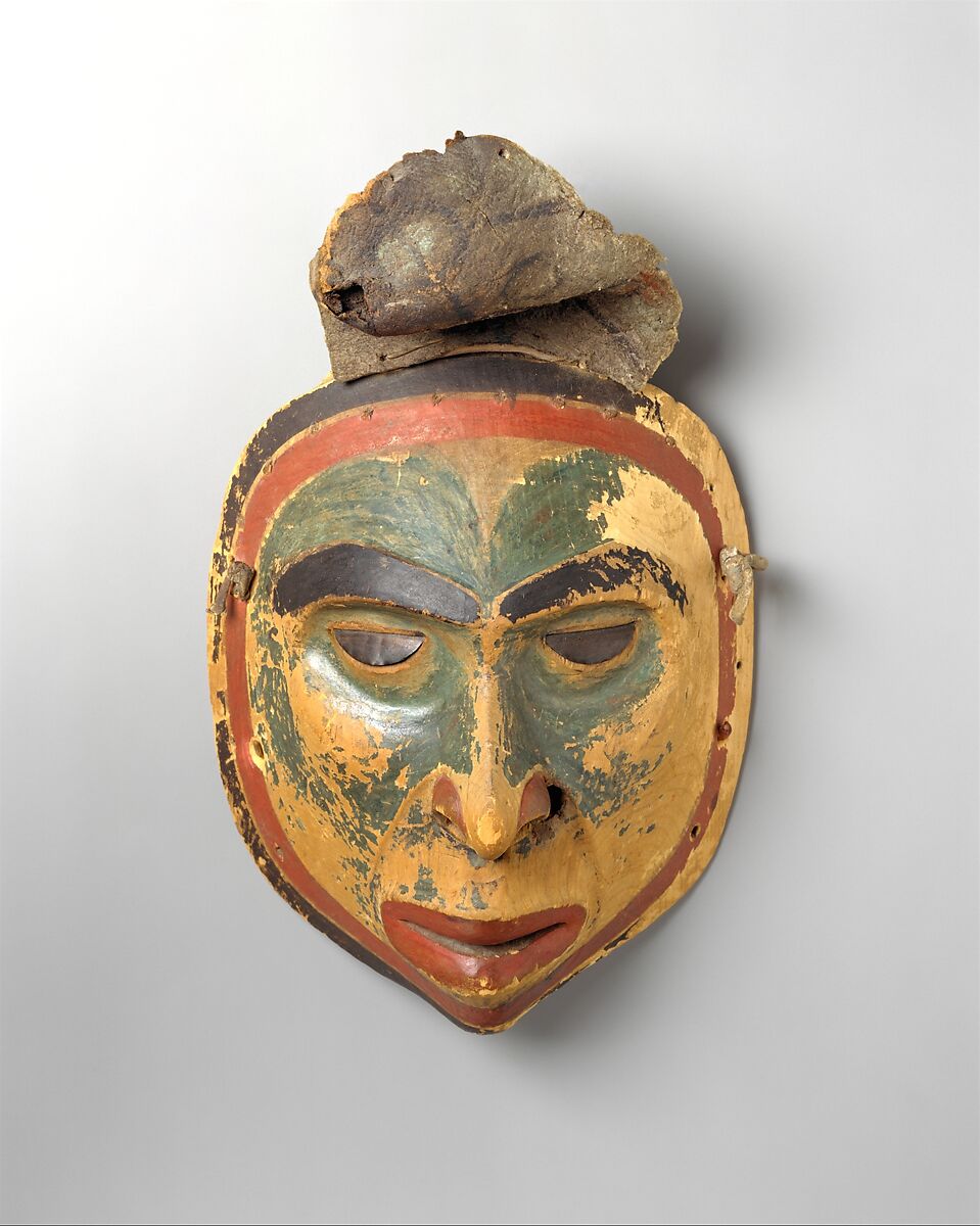 Mask, Wood (cedar), paint, metal, leather, Tlingit