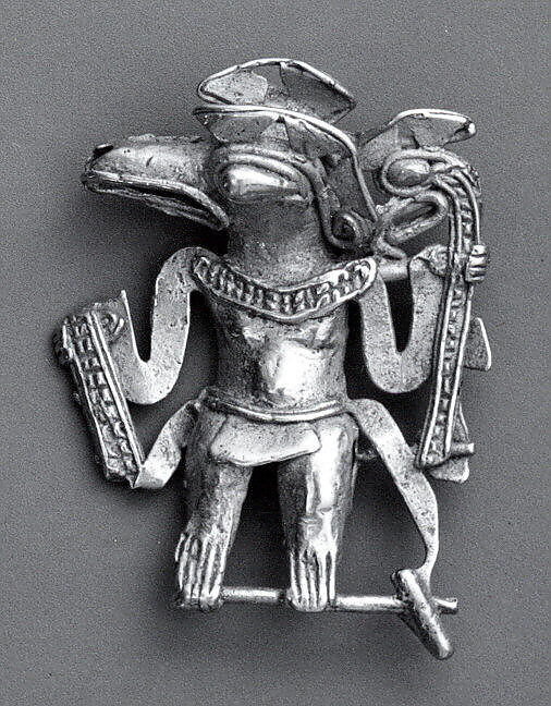 Bird Headed Pendant, Gold, Diquís