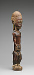 Male Figure, Wood, glass beads, pigment, plant fiber, Baule peoples