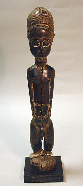Male Figure, Wood, ivory beads, pigment, Baule peoples 