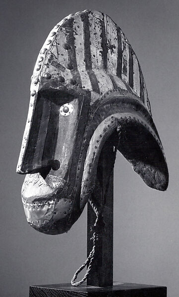 Marionette: Head (Merekun), Wood, canvas, string, brass, tin, Bamana peoples 