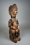 Figure: Janus Couple (Nzambu), Wood, pigment, brass, cloth, wire, Yaka peoples