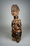 Figure: Janus Couple (Nzambu), Wood, pigment, brass, cloth, wire, Yaka peoples