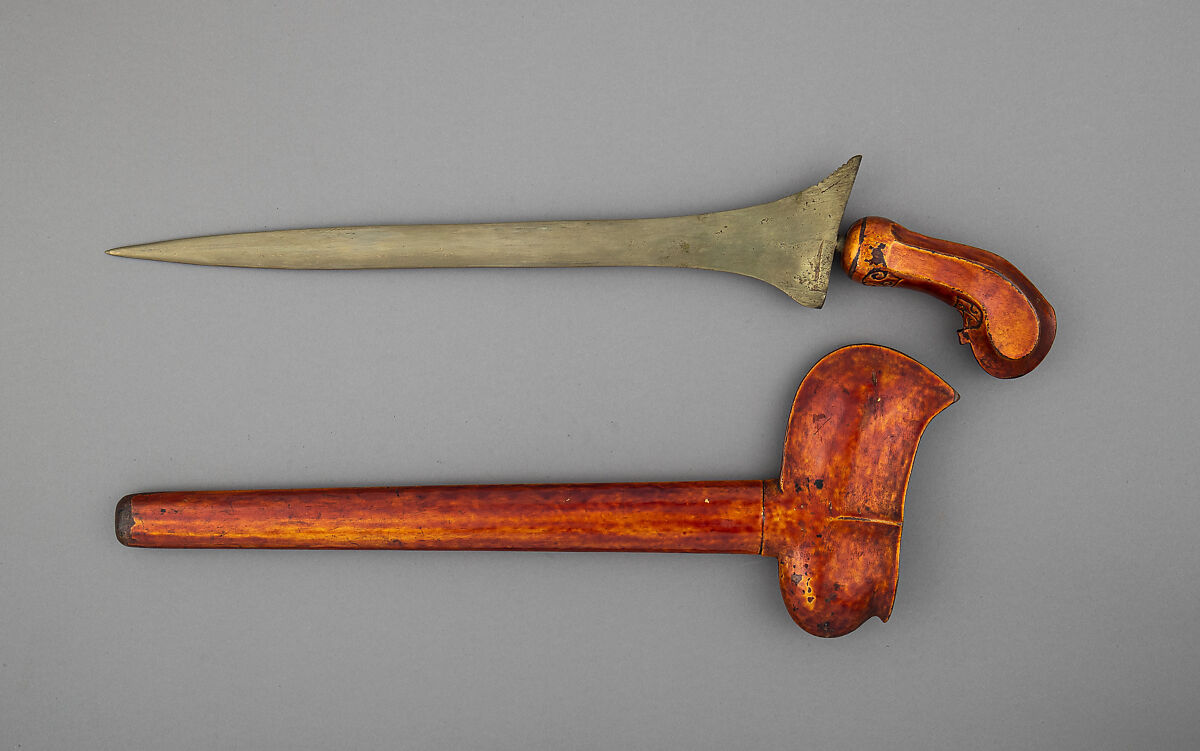 Kris with Sheath, Brass, wood, lacquer, Javanese, Surakarta